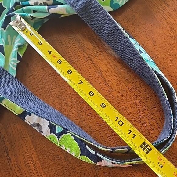 Thirty One 31 Retro Metro Tote Floral Flower Navy Teal Shoulder Purse Bag Womens - Picture 12 of 16